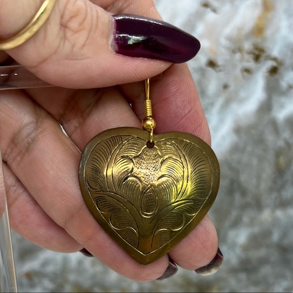 4 pairs Vintage Mod ~ Renewed Antique Brass/Copper Earrings - Picture 4 of 10